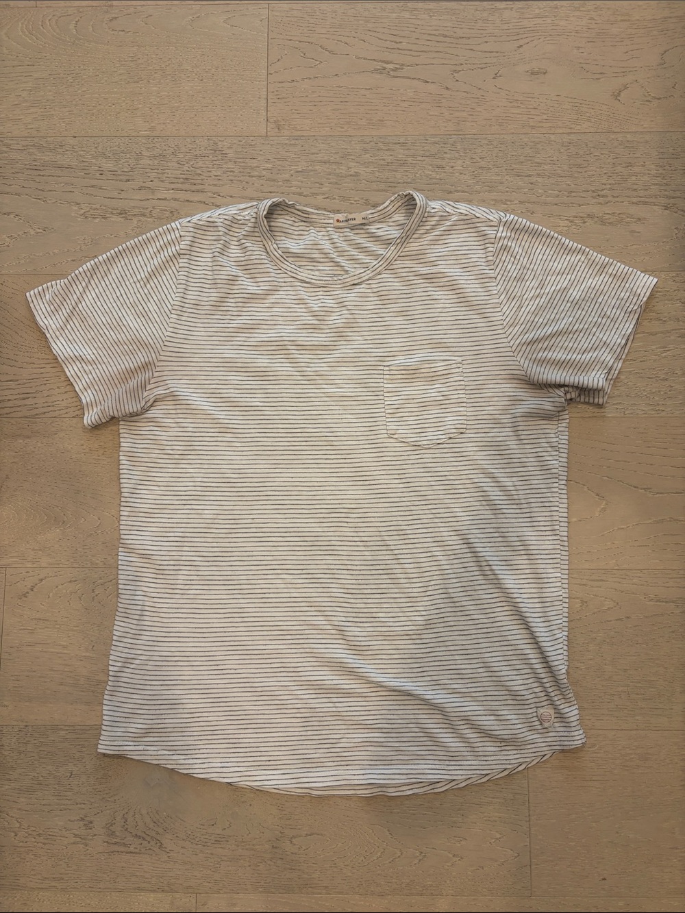 Striped Short Sleeve Pocket Tee - White & Light Gray